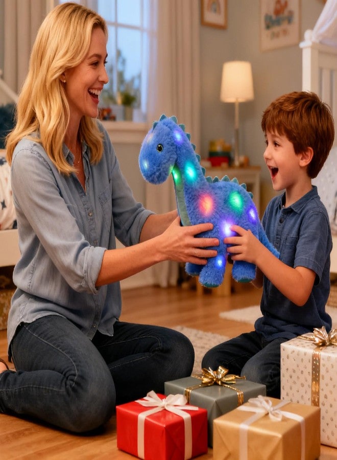Hopearl LED Musical Stuffed Dinosaur Lighting Up Singing Diplodocus Soft Plush Toy with Long Neck Adjustable Volume Lullaby Animated Soothe Gifts for Kids Toddlers, Blue, 16'' - Image 4